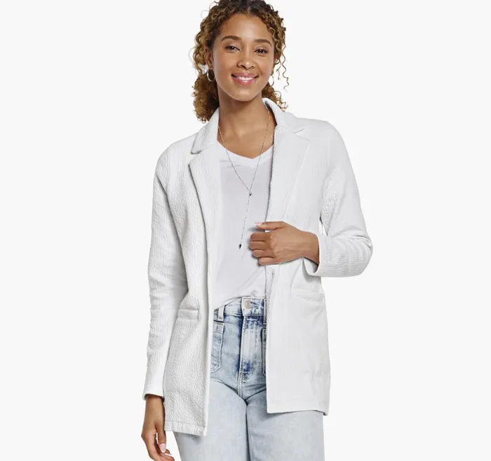 JohnstonandMurphy Shirts Sweaters and Blazers Crinkle Knit Jacquard Blazer White 8211 Women JohnstonandMurphy Shirts Sweaters and Blazers Crinkle Knit Jacquard Blazer White 8211 Women