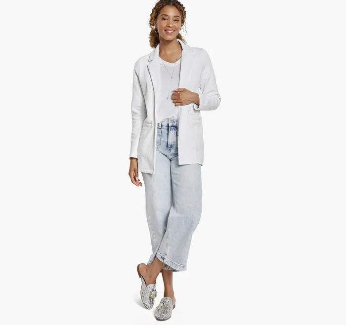 JohnstonandMurphy Shirts Sweaters and Blazers Crinkle Knit Jacquard Blazer White 8211 Women