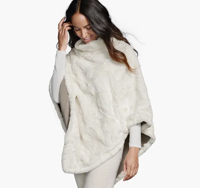 JohnstonandMurphy Shirts Sweaters and Blazers Reversible FauxFur Poncho Ivoryoatmeal 8211 Women JohnstonandMurphy Shirts Sweaters and Blazers Reversible FauxFur Poncho Ivoryoatmeal 8211 Women