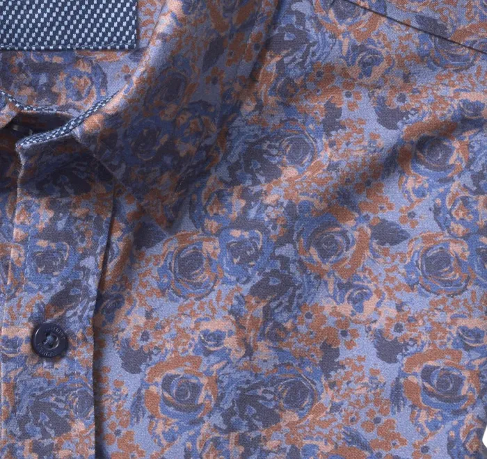 JohnstonandMurphy Shirts Xc Flex Stretch LongSleeve Shirt Navybrown Floral Print 8211 Men