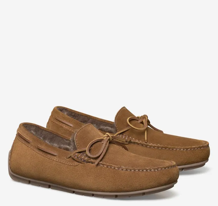 JohnstonandMurphy SlipOns and Loafers Baldwin Driver OneEye Tie Moccasin Snuff English Suedeshearling 8211 Men