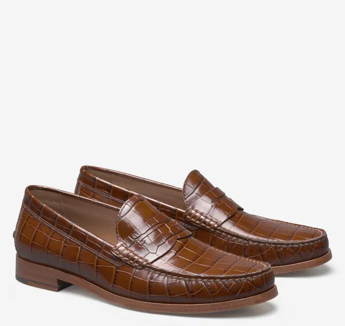 JohnstonandMurphy SlipOns and Loafers Baldwin Penny Loafer Mahogany Crocembossed Calfskin 8211 Men JohnstonandMurphy SlipOns and Loafers Baldwin Penny Loafer Mahogany Crocembossed Calfskin 8211 Men