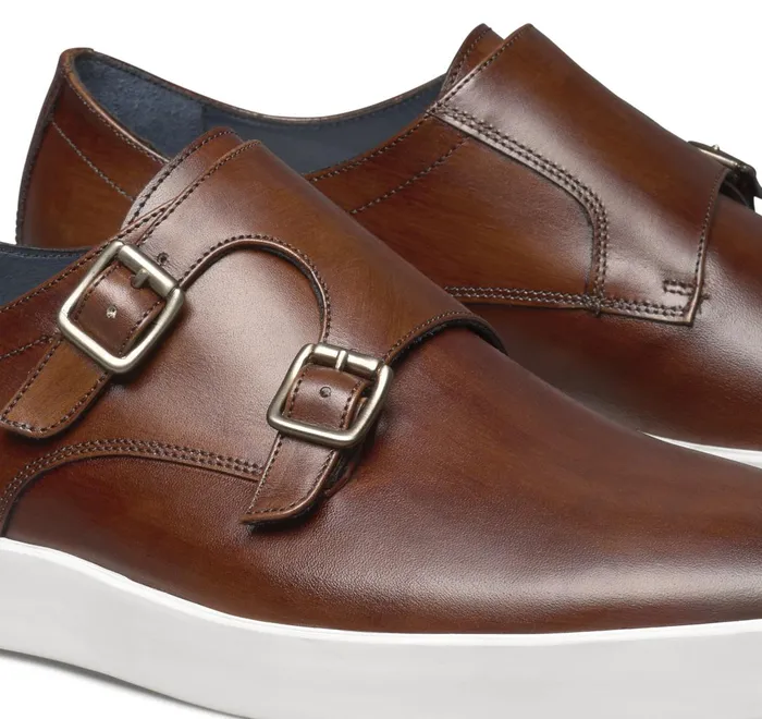 JohnstonandMurphy SlipOns and Loafers Bolivar Monk Strap Brown Italian Calfskin 8211 Men