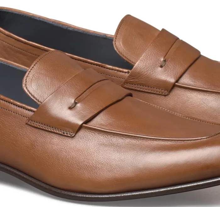 JohnstonandMurphy SlipOns and Loafers Taylor Penny Loafer Tan Italian Calfskin 8211 Men JohnstonandMurphy SlipOns and Loafers Taylor Penny Loafer Tan Italian Calfskin 8211 Men