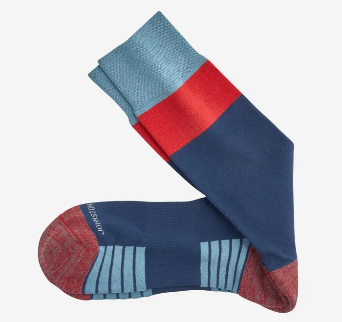JohnstonandMurphy Socks First In Comfort Block Stripe Socks Blue 8211 Men