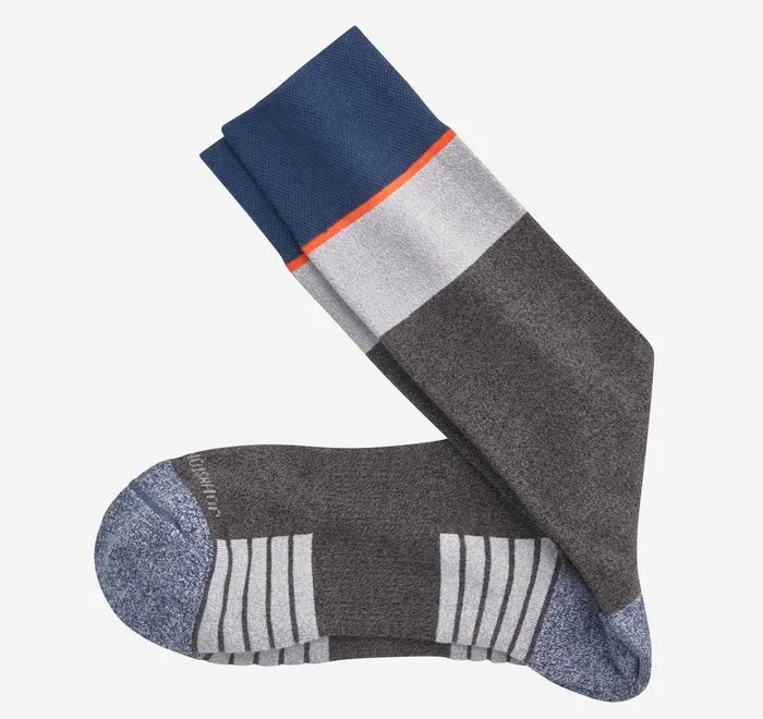 JohnstonandMurphy Socks First In Comfort Block Stripe Socks Grey 8211 Men