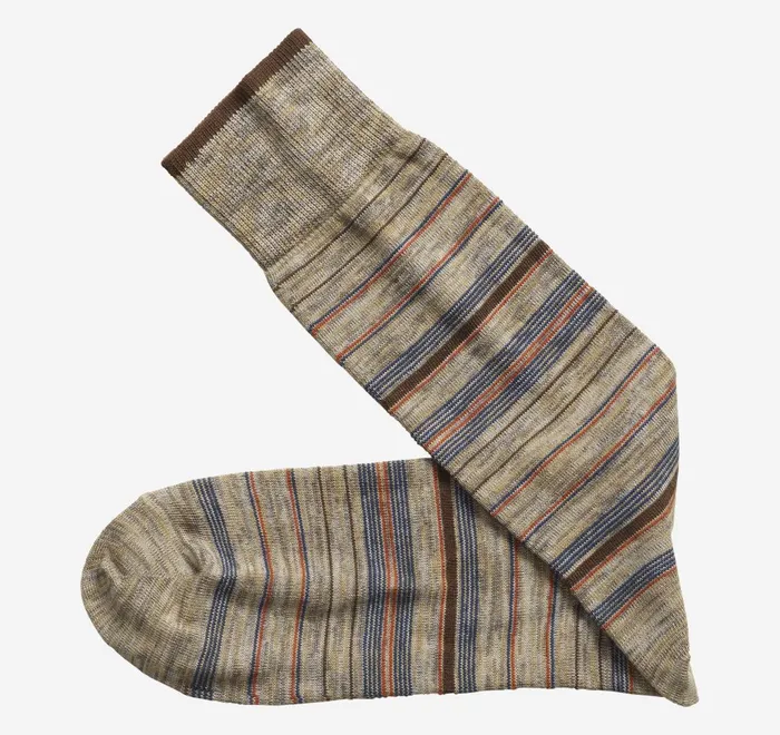 JohnstonandMurphy Socks Heather Stripe Socks Khaki Variegated Stripe 8211 Men