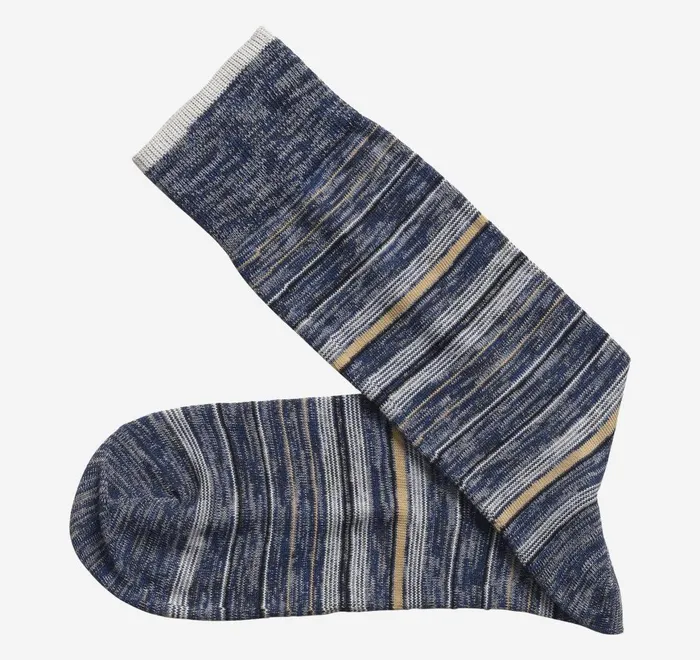 JohnstonandMurphy Socks Heather Stripe Socks Navy Variegated Stripe 8211 Men