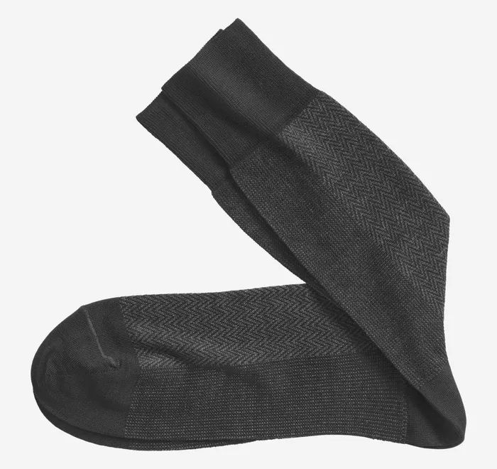 JohnstonandMurphy Socks Herringbone Panel Socks Black 8211 Men