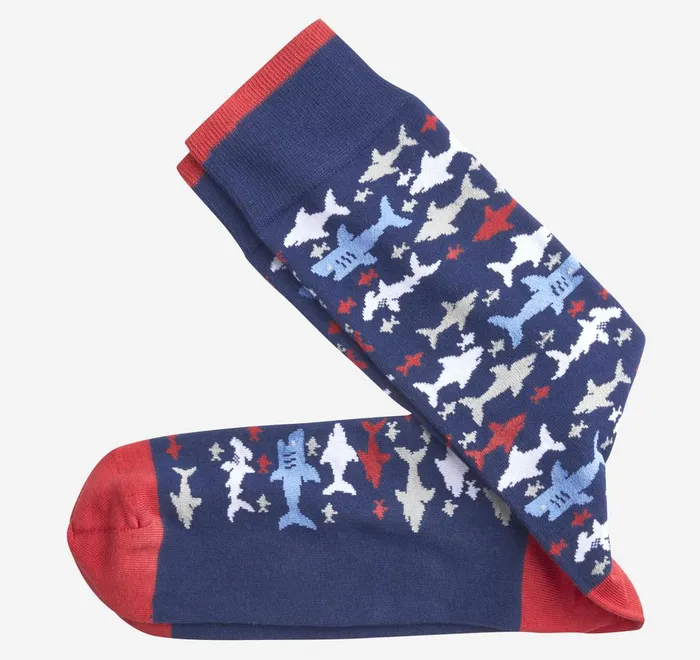 JohnstonandMurphy Socks Novelty Socks Navy Shark 8211 Men