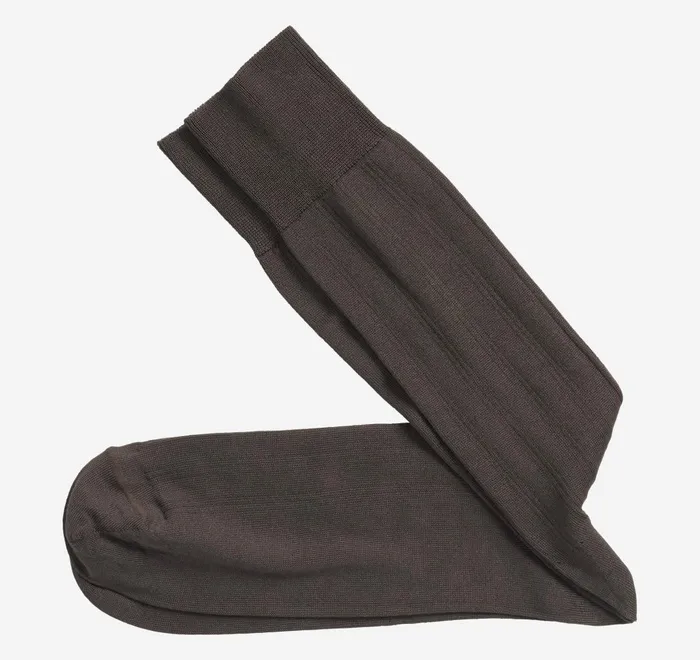 JohnstonandMurphy Socks Pima Cotton Ribbed Socks Brown 8211 Men