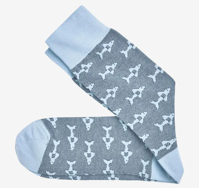 JohnstonandMurphy Socks Shark Pindot Socks Light Blue 8211 Men