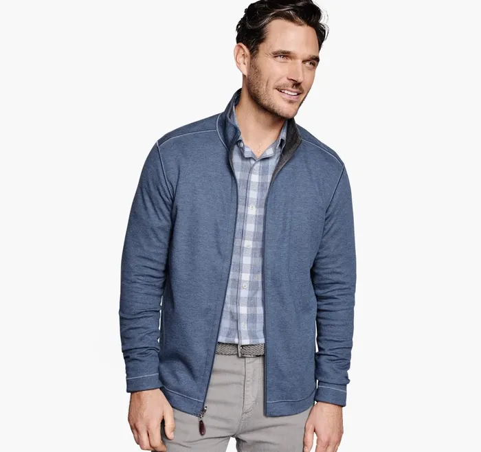 JohnstonandMurphy Sweaters and Knits Reversible FullZip Bluecharcoal 8211 Men JohnstonandMurphy Sweaters and Knits Reversible FullZip Bluecharcoal 8211 Men