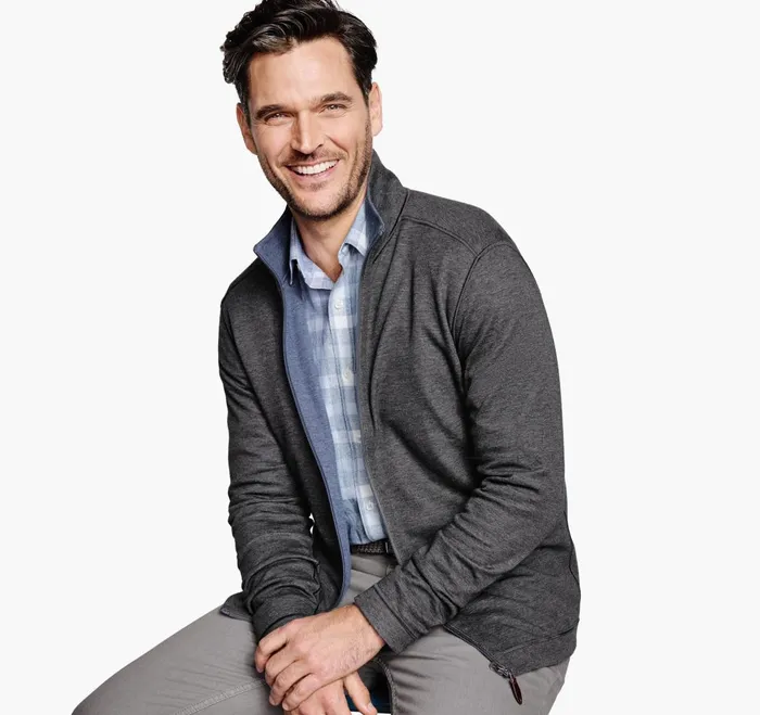 JohnstonandMurphy Sweaters and Knits Reversible FullZip Bluecharcoal 8211 Men JohnstonandMurphy Sweaters and Knits Reversible FullZip Bluecharcoal 8211 Men