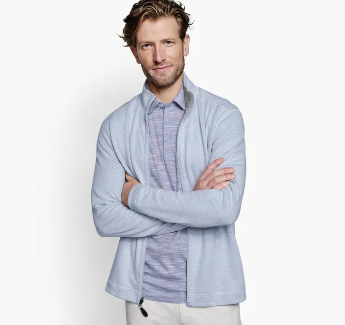 JohnstonandMurphy Sweaters and Knits Reversible FullZip Light Bluegray 8211 Men