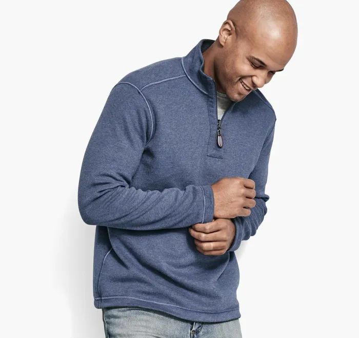 JohnstonandMurphy Sweaters and Knits Reversible Solid QuarterZip Bluelight Gray 8211 Men JohnstonandMurphy Sweaters and Knits Reversible Solid QuarterZip Bluelight Gray 8211 Men