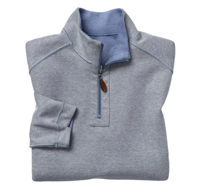 JohnstonandMurphy Sweaters and Knits Reversible Solid QuarterZip Bluelight Gray 8211 Men JohnstonandMurphy Sweaters and Knits Reversible Solid QuarterZip Bluelight Gray 8211 Men