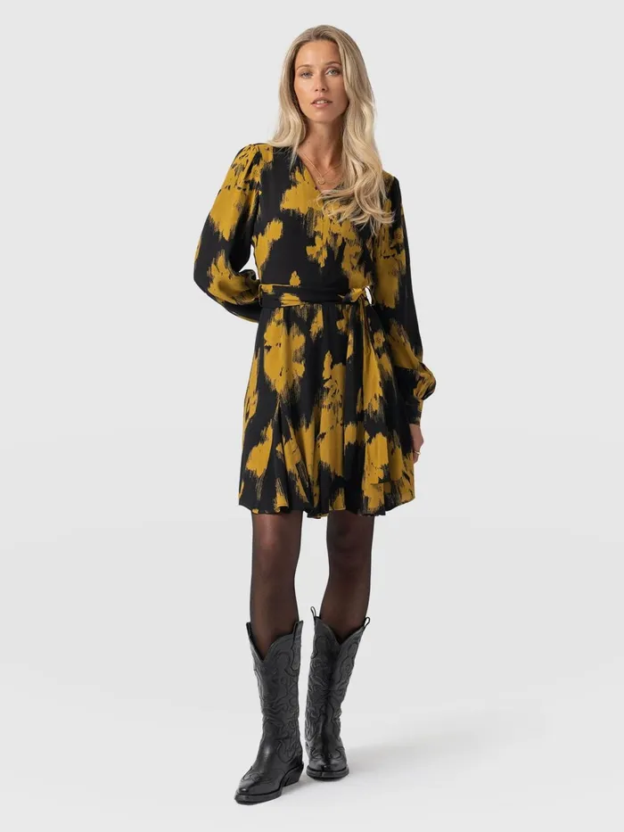 Joselyn Mini Dress 8211 Yellow Fade Floral Yellow Fade Floral Women Saint And Sofia Dresses