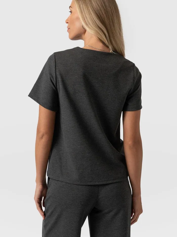Keller Zip Up Tee 8211 Charcoal Charcoal Women Saint And Sofia TShirts and Tanks