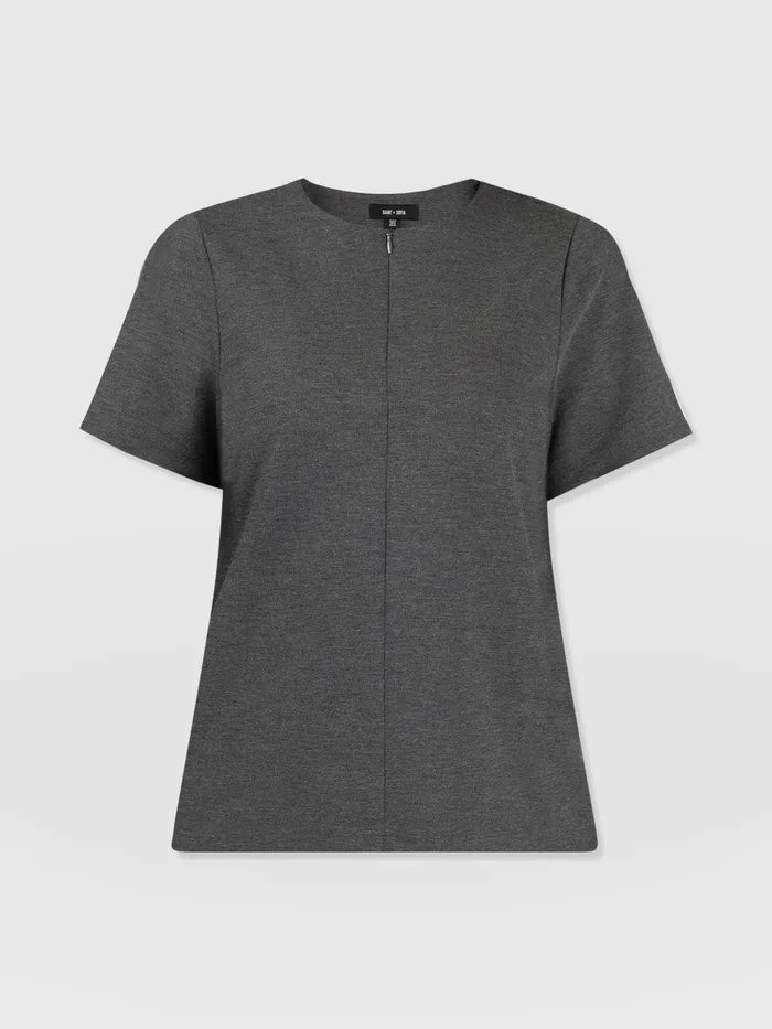 Keller Zip Up Tee 8211 Charcoal Charcoal Women Saint And Sofia TShirts and Tanks