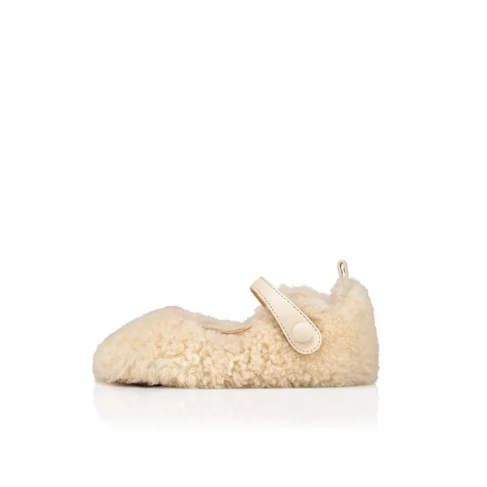 Kids Baby Love Chick Ballerinas 8211 Shearling And Nappa Leather 8211 Beige Beige Christian Louboutin Girls