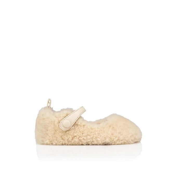 Kids Baby Love Chick Ballerinas 8211 Shearling And Nappa Leather 8211 Beige Beige Christian Louboutin Girls