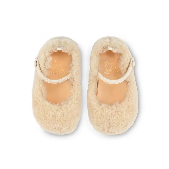 Kids Baby Love Chick Ballerinas 8211 Shearling And Nappa Leather 8211 Beige Beige Christian Louboutin Girls
