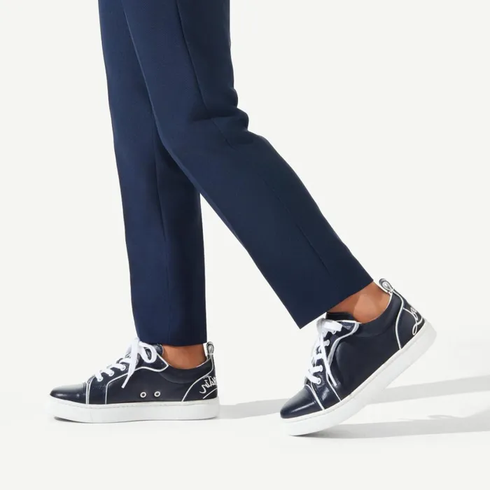 Kids Funnyto Lowtop Sneakers 8211 Calf Leather 8211 Navy Blue Christian Louboutin Sneakers