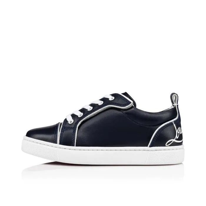 Kids Funnyto Lowtop Sneakers 8211 Calf Leather 8211 Navy Blue Christian Louboutin Sneakers