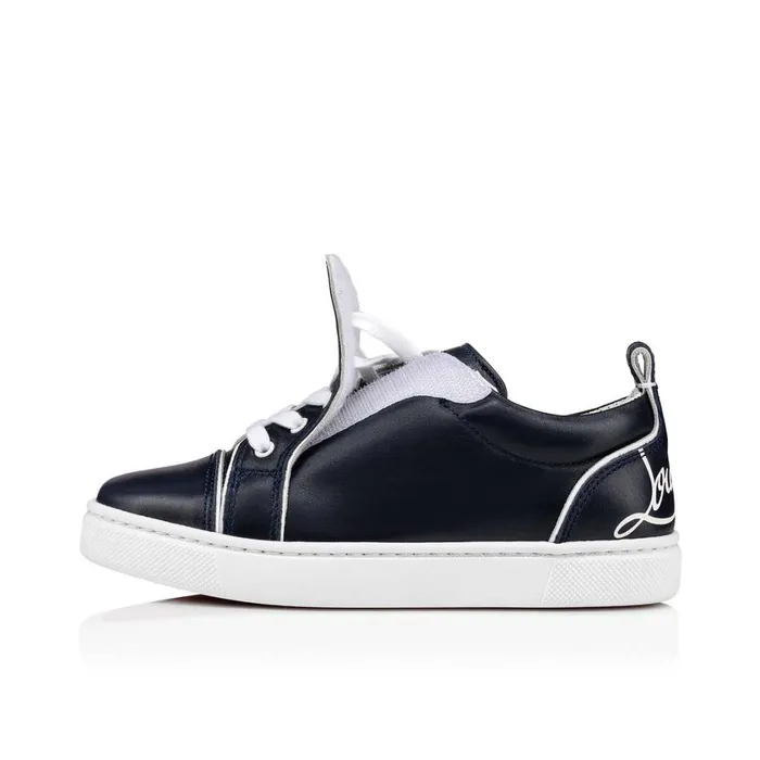 Kids Funnyto Lowtop Sneakers 8211 Calf Leather 8211 Navy Blue Christian Louboutin Sneakers