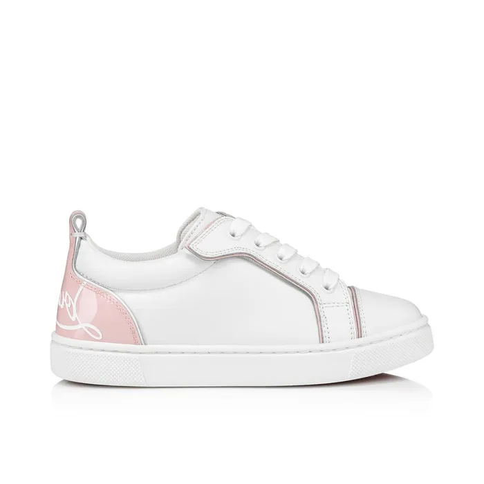 Kids Funnyto Sneakers 8211 Calf Leather And Patent Calf Leather 8211 Rosy White Christian Louboutin Sneakers