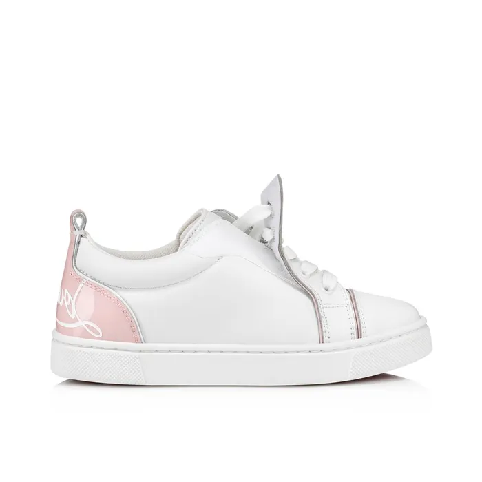 Kids Funnyto Sneakers 8211 Calf Leather And Patent Calf Leather 8211 Rosy White Christian Louboutin Sneakers