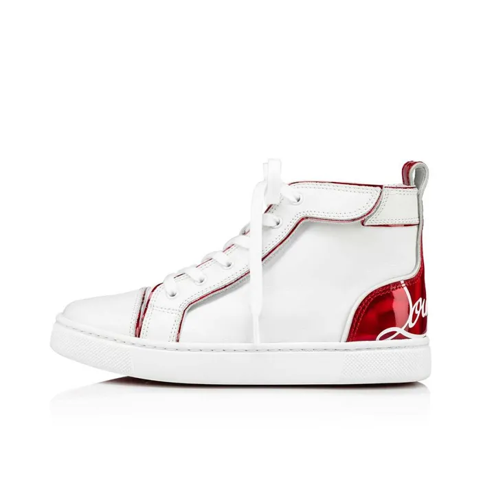 Kids Funnytopi Hightop Sneakers 8211 Calf Leather 8211 Loubi Red Christian Louboutin Sneakers