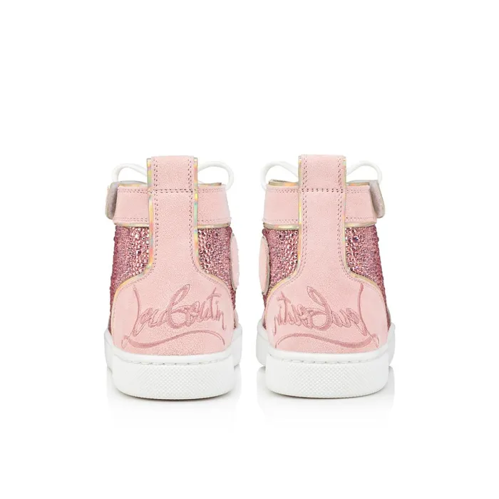 Kids Funnytopi Strass Hightop Sneakers 8211 Veau Velours And Strass 8211 Rosy Pink Christian Louboutin Sneakers
