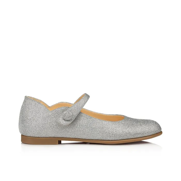 Kids Melodie Chick Ballerinas 8211 Glittered Calf Leather 8211 Silver Silver Christian Louboutin Ballerinas