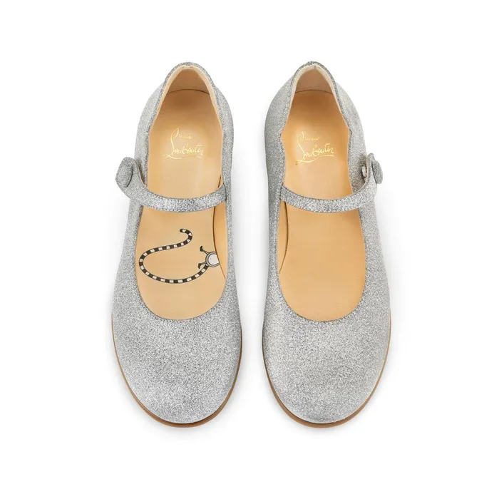 Kids Melodie Chick Ballerinas 8211 Glittered Calf Leather 8211 Silver Silver Christian Louboutin Ballerinas