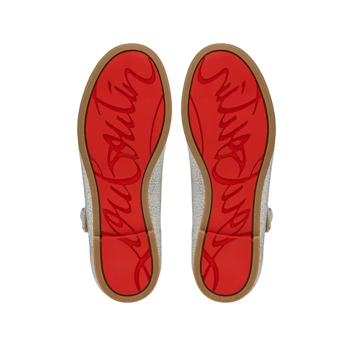 Kids Melodie Chick Ballerinas 8211 Glittered Calf Leather 8211 Silver Silver Christian Louboutin Ballerinas