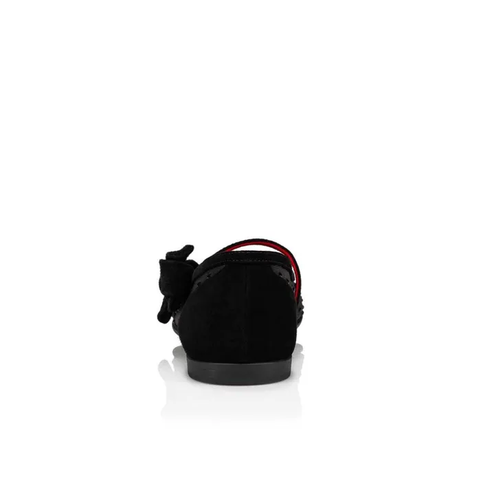 Kids Melodie Strass Ballerinas 8211 Mesh And Veau Velours 8211 Black Black Christian Louboutin Ballerinas