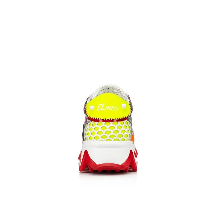 Kids Mini Shark Sneakers 8211 Fluo Calf Leather And Leather Spacy Loubi Print 8211 Multicolor Multicolor Christian Louboutin Sneakers