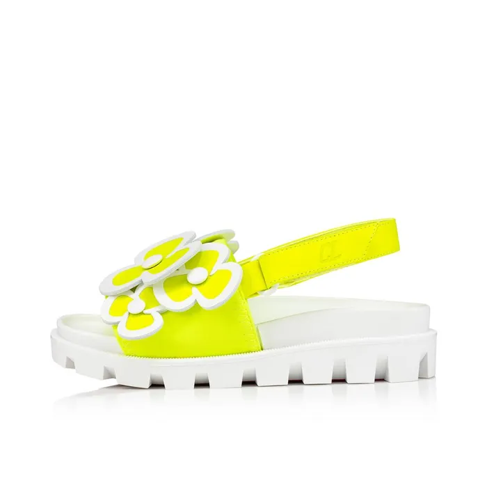 Kids Pensamoi Sandals 8211 Neoprene And Fluo Calf Leather 8211 Yellow Yellow Christian Louboutin Sandals