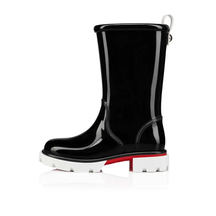 Kids Toy Pluie Rain Boots 8211 PVC And Patent Calf 8211 Black Black Christian Louboutin Boots and Loafers