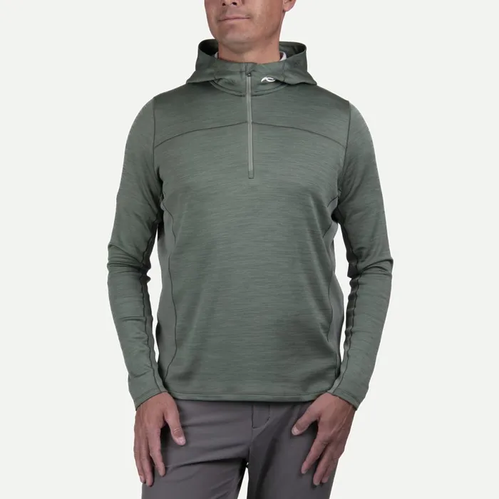 KJUS Midlayers and Sweaters Liam Hooded Midlayer HalfZip Green Smoke 8211 Men KJUS Midlayers and Sweaters Liam Hooded Midlayer HalfZip Green Smoke 8211 Men