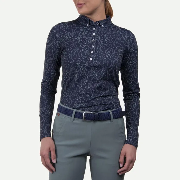 KJUS Polos Dana Printed Polo LS Atlanta Bluepatina 8211 Women