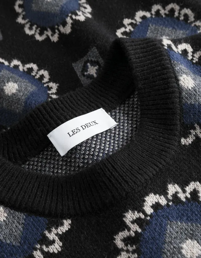 Knitwear Men Les Deux Aro Paisley Roundneck 8211 BlackBlueprint