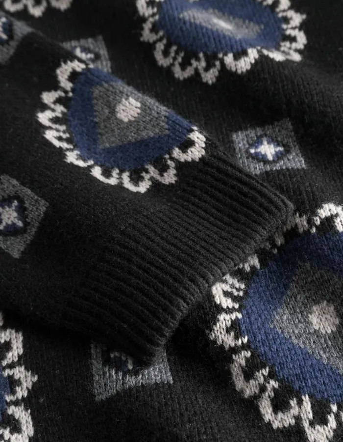 Knitwear Men Les Deux Aro Paisley Roundneck 8211 BlackBlueprint