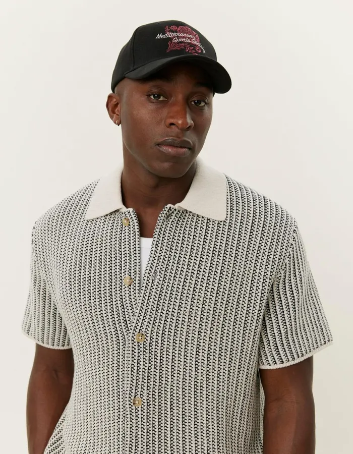 Knitwear Men Les Deux Easton Knitted SS Shirt 8211 IvoryBlack