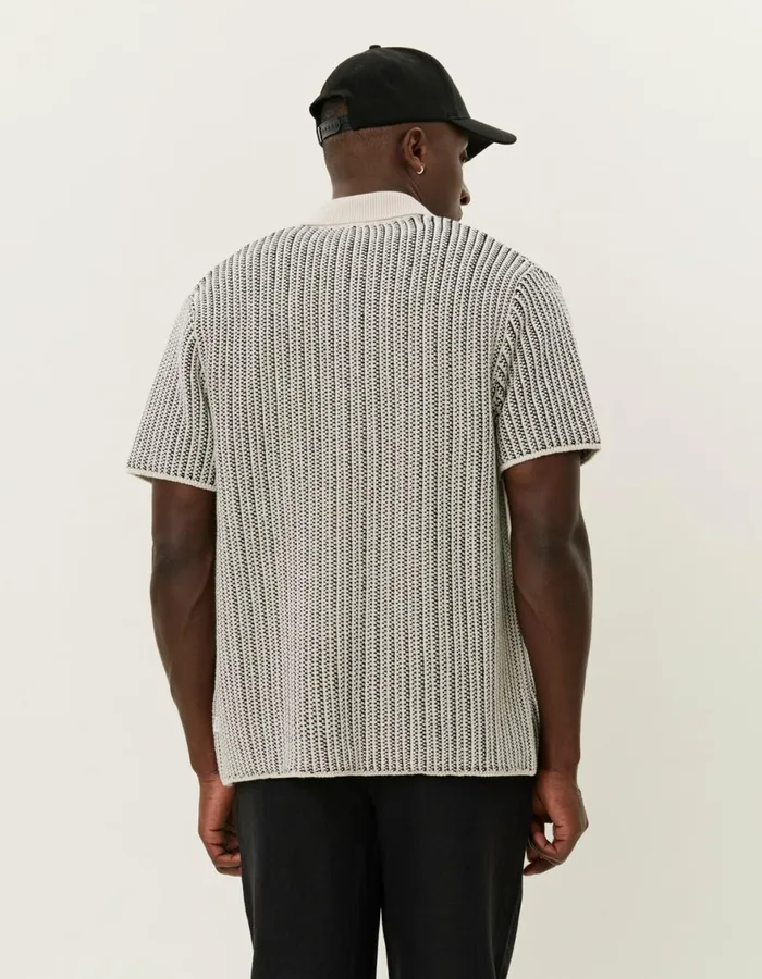 Knitwear Men Les Deux Easton Knitted SS Shirt 8211 IvoryBlack