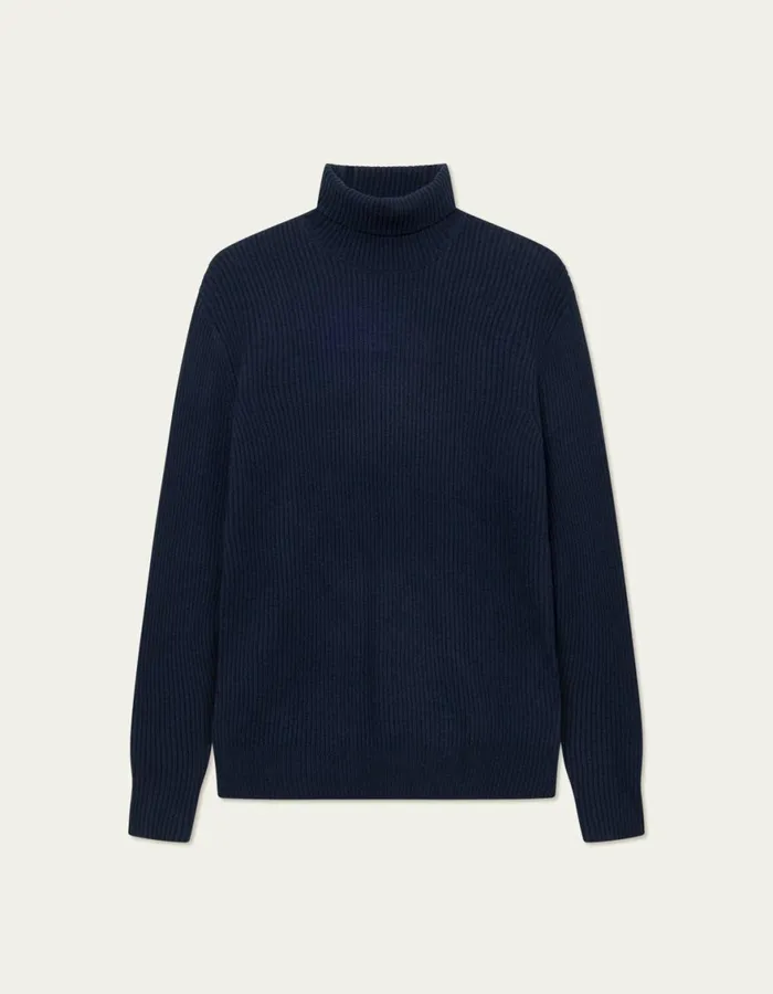 Knitwear Men Les Deux Eddie Wool Rib Rollneck Knit 8211 Dark Navy