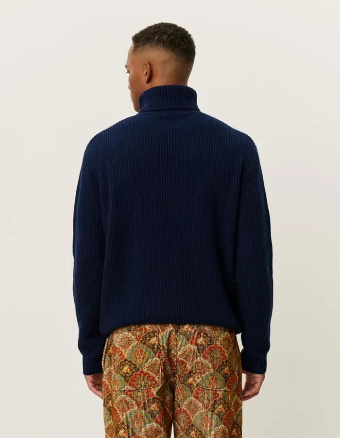 Knitwear Men Les Deux Eddie Wool Rib Rollneck Knit 8211 Dark Navy
