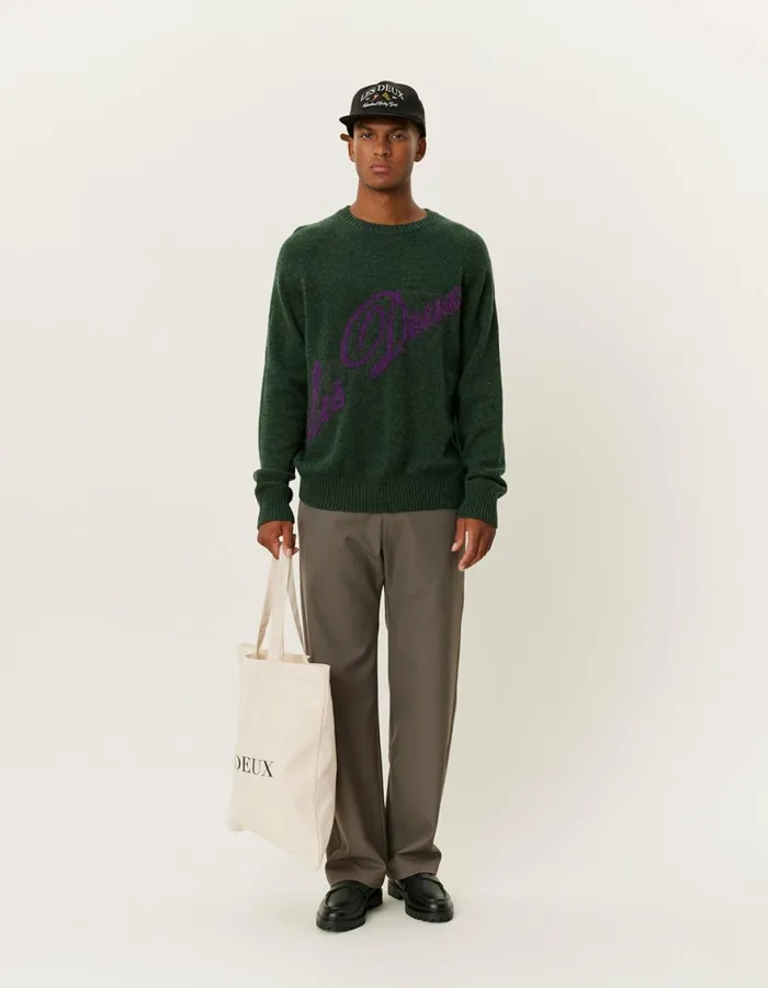 Knitwear Men Les Deux Elliot Crewneck Knit 8211 Chive GreenBlackberry